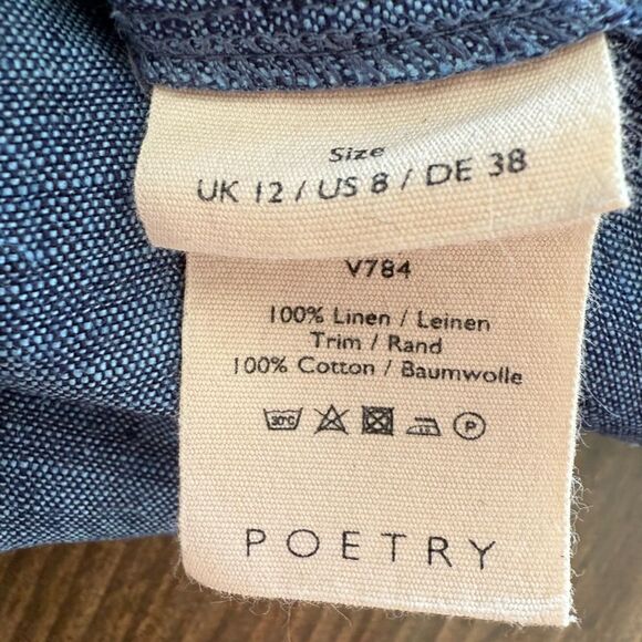 Poetry Pants Trousers Linen Mom Blue 8 - Picture 5 of 6